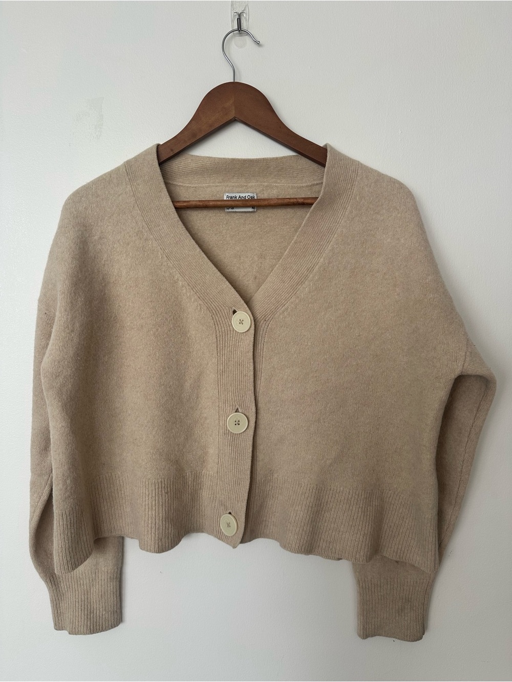 Frank And Oak Yak & Merino Wool Cardigan Beige L/G
